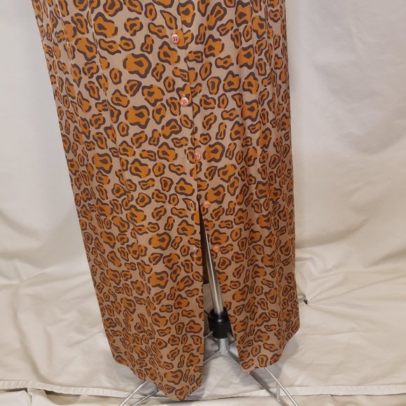 Tucker Leopard Print Silk Maxi Peasant Shift Dress - Picture 8 of 14